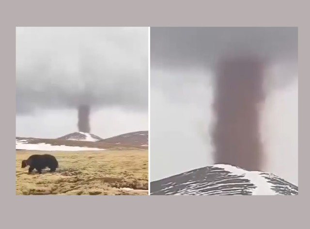 Странный торнадо замечен в горах Китая 